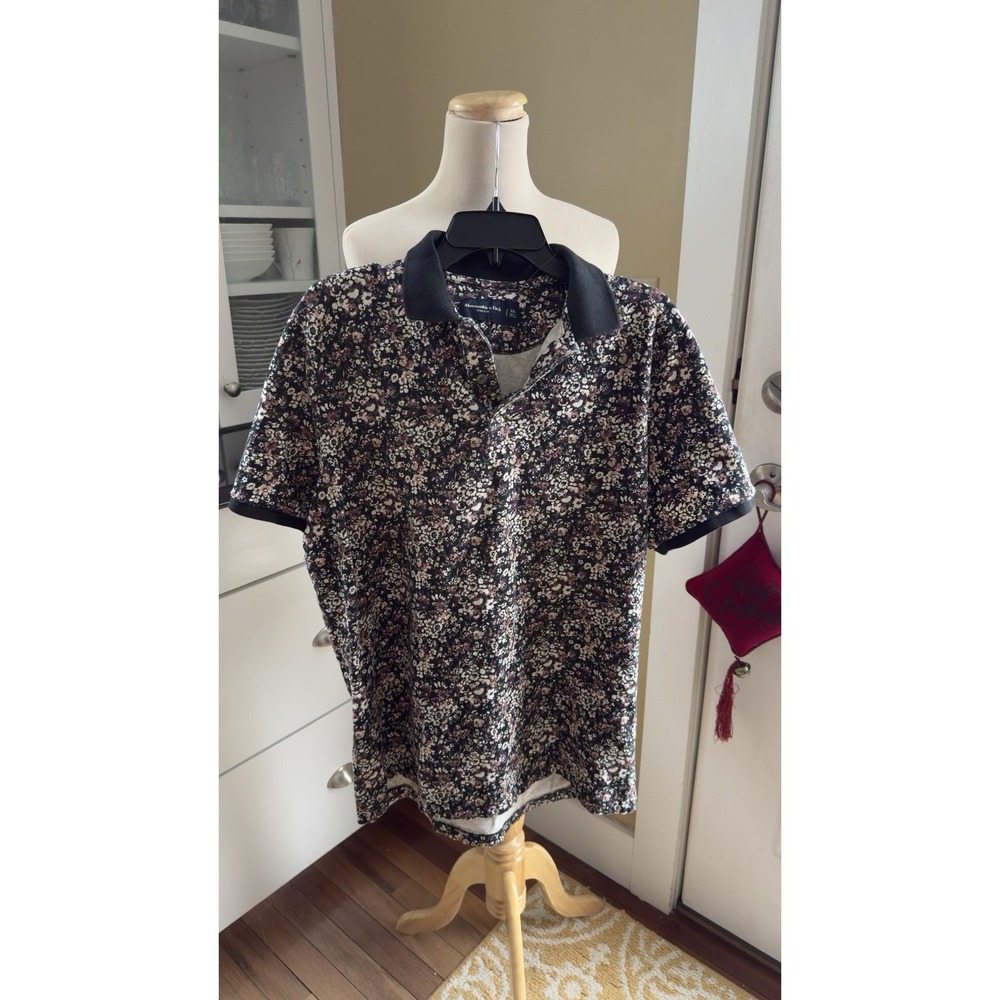 Men's Abercrombie And Fitch Soft A&F Air Knit  Floral Polo Men's Size -XXL  Tall